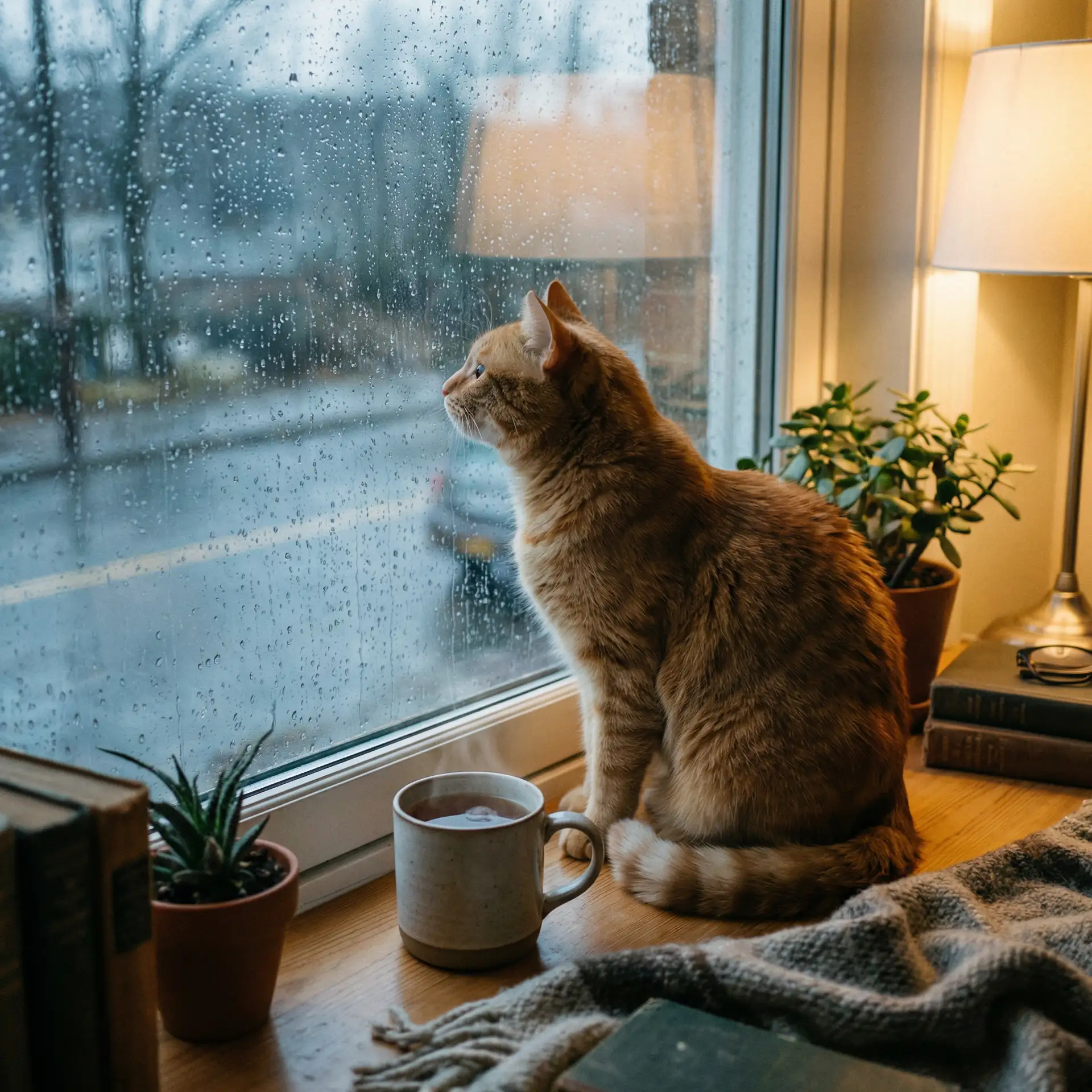猫咪望着窗外的雨 - 性爱漫画